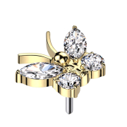 Threadless Schmetterling vergoldet Kristalle silber