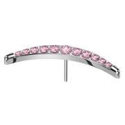 Threadless Mondsichel silber mit Kristallen pink