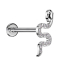 Micro Threadless Labret silver snake silver crystals silver