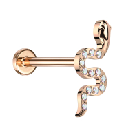 Micro Threadless Labret oro rosa serpente oro rosa...
