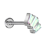 Micro Threadless Labret Silver Three Baguette Crystals...