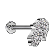 Micro Threadless Labret silber Hamsa silber Kristalle silber