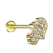Micro Threadless Labret gold-plated Hamsa gold-plated...