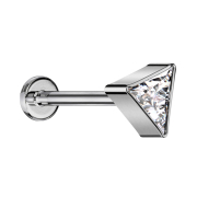 Micro Threadless Labret silver triangle silver crystal...