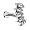 Micro Labret senza filettatura Fiore argento Ventaglio argento con cinque cristalli argento