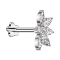 Micro Labret senza filettatura Fiore argento Mezzo fiore di loto argento Cristalli argento