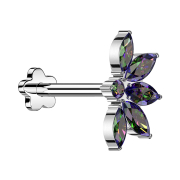 Micro Threadless Labret Fiore argento mezzo fiore di loto...