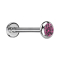 Micro Labret Internal Thread Silver Disc Rounded Silver Crystal Pink