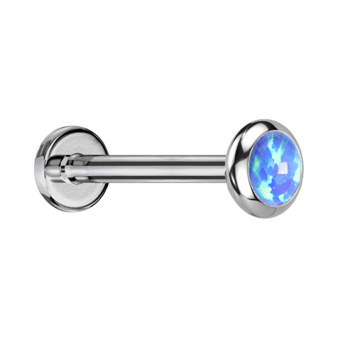 Micro Labret filetage intérieur argent disque arrondi argent opale bleue