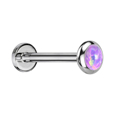Micro Labret filettatura interna argento disco arrotondato argento opale viola