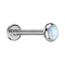 Micro Labret Internal Thread Silver Disc Rounded Silver Opal White