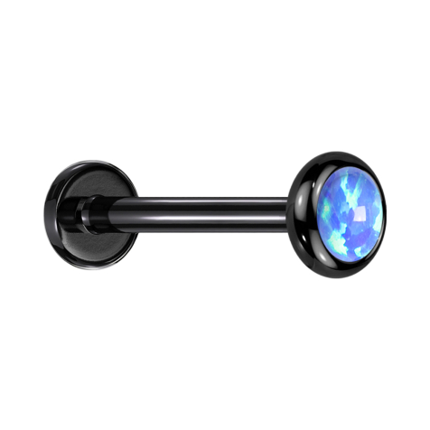 Micro Labret filettatura interna nera disco arrotondato nero opale blu
