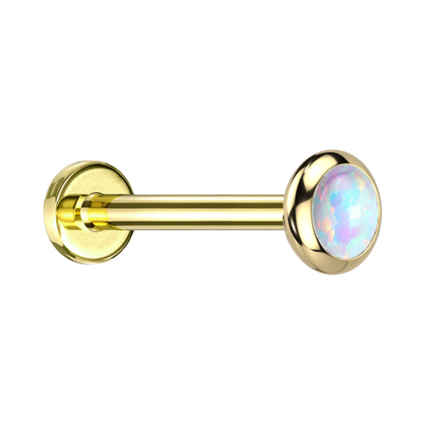 Micro Labret Internal Thread Gold-Plated Disc Rounded Gold-Plated Opal White