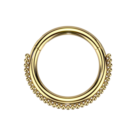 Micro Segmentring klappbar vergoldet mit kleinen Kugeln