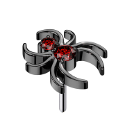 Threadless Spider Black Crystals Red