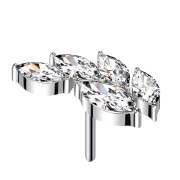 Feuille sans fil argent cinq cristaux ovales argent