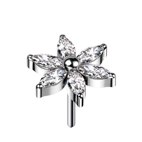 Fleur sans fil argent cristaux argent