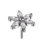 Fleur sans fil argent cristaux argent