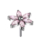Threadless flower silver crystals pink