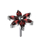 Fleur sans fil argent cristaux rouges