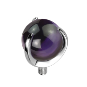 Dermal Anchor silber Kugel Amethyst Stein gefasst