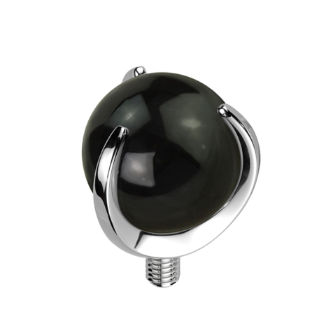 Dermal Anchor silber Kugel Onyx Stein gefasst