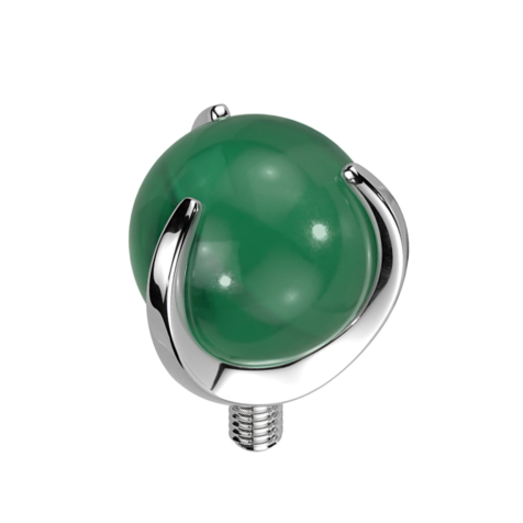 Dermal Anchor silber Kugel Jade Stein gefasst