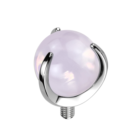 Dermal Anchor silber Kugel Opalite pink Stein gefasst