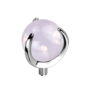 Dermal Anchor silber Kugel Opalite pink Stein gefasst