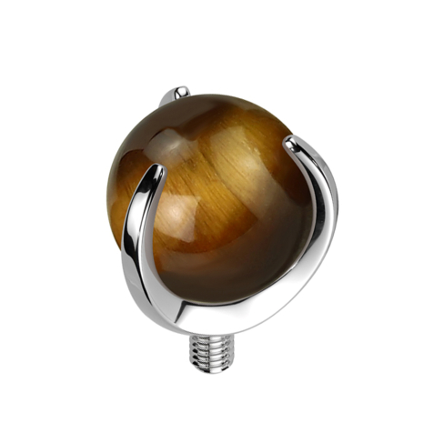 Dermal Anchor silber Kugel Tigerauge Stein gefasst