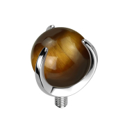 Dermal Anchor silber Kugel Tigerauge Stein gefasst
