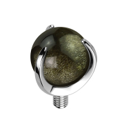 Ancrage dermique argenté avec pierre Obisian sertie