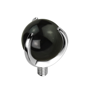 Ancrage dermique argenté serti dune boule en onyx