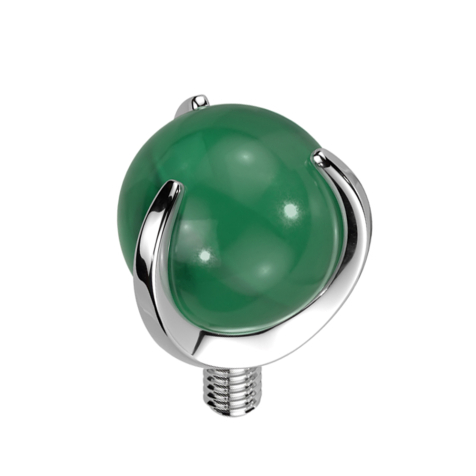 Dermal Anchor silver ball set with jade stone