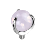 Ancrage dermique argenté avec pierre opalite rose...