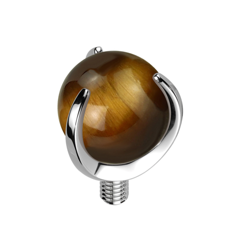 Ancoraggio dermico argento con pietra occhio di tigre incastonata