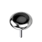 Threadless silver disc rounded black onyx stone