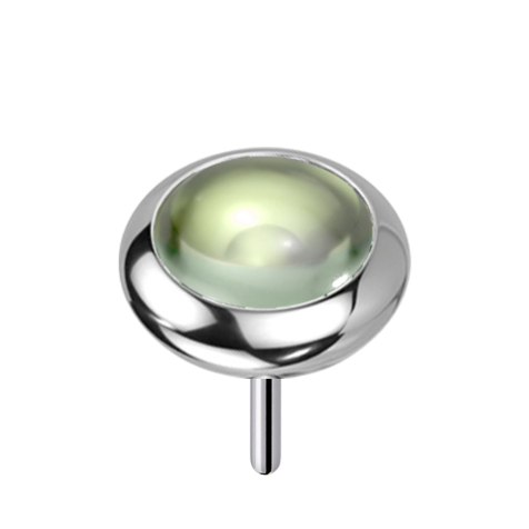 Disco argentato senza filettatura con pietra onice verde arrotondata