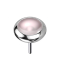 Threadless silver disc rounded Opalite pink stone