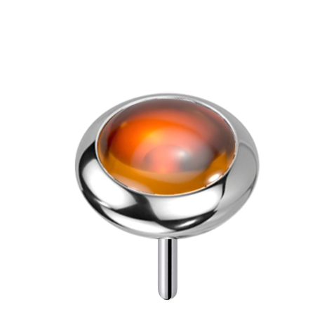 Threadless silber Scheibe abgerundet roter Onyx Stein