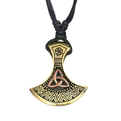 Necklace black pendant gold-plated Viking axe head trinity knot