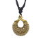Halskette schwarz Anhänger vergoldet Medaillon mit Blumen