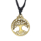 Necklace black pendant gold-plated tree of life