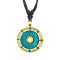 Necklace black pendant gold-plated ring with turquoise stone