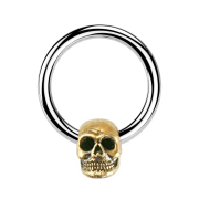 Closure ring silver skull gold-plated