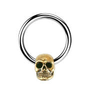 Micro Closure Ring silver skull gold-plated