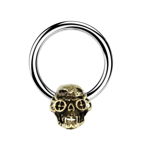 Micro Closure Ring silver skull steampunk gold-plated