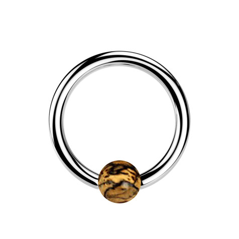 Anello di chiusura Micro Ball in argento con sfera in legno di tamarindo chiaro