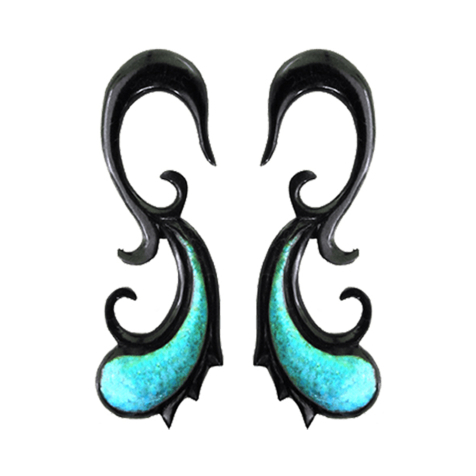 Ear weight spiral wave with turquoise stone made of horn (2pcs)