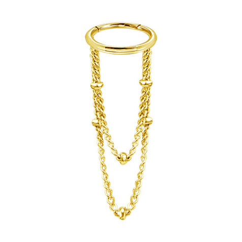 Micro Segmentring klappbar vergoldet Anhänger waagerecht zwei Ketten Ringe